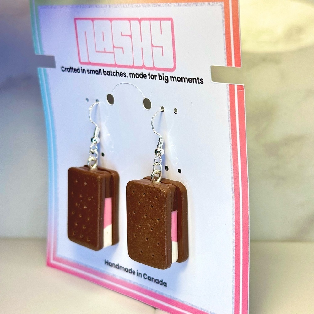 Neapolitan Ice Cream Sandwich - Handmade Earrings